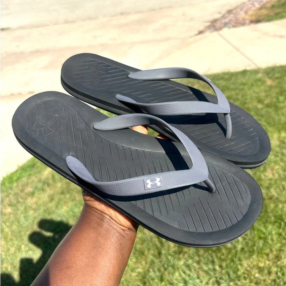 Under Armour Men's Atlantic Dune Flip Flop Thong Sandals Size 10-11 Black Gray